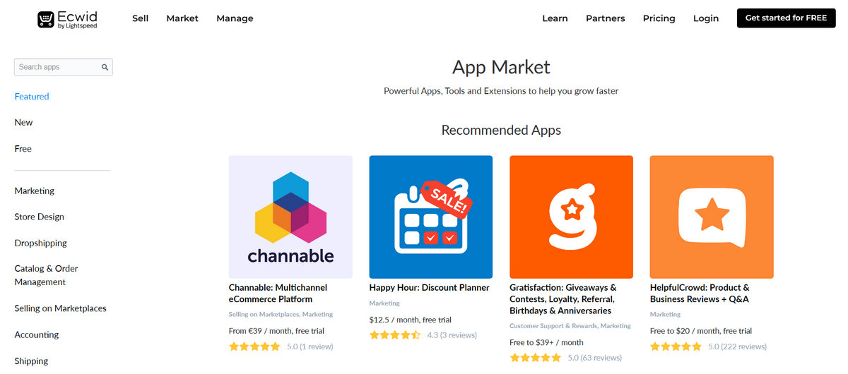 Ecwid app store